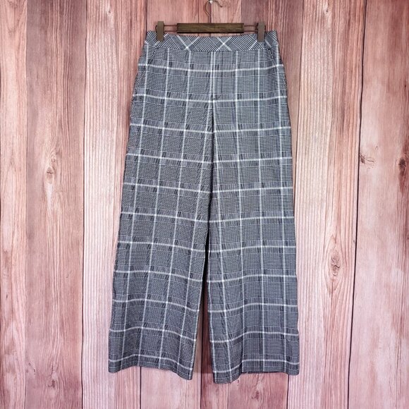 Spanx Womens Size XL Black White Ponte Houndstooth Plaid Jacquard Wide Leg Pants - Picture 1 of 11